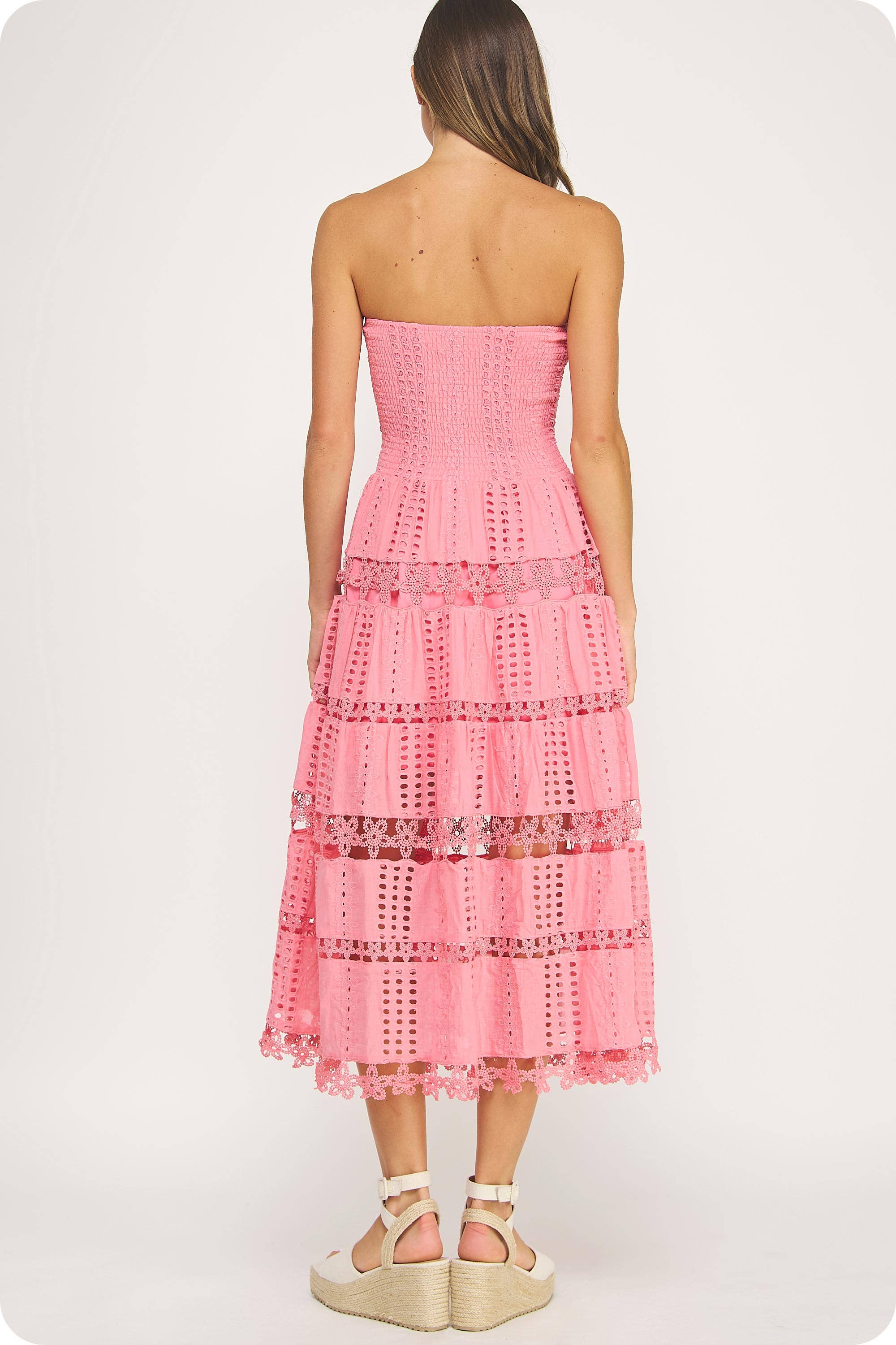White Eyelet Lace Tube Dress