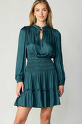 Smocked Teal Mini Dress
