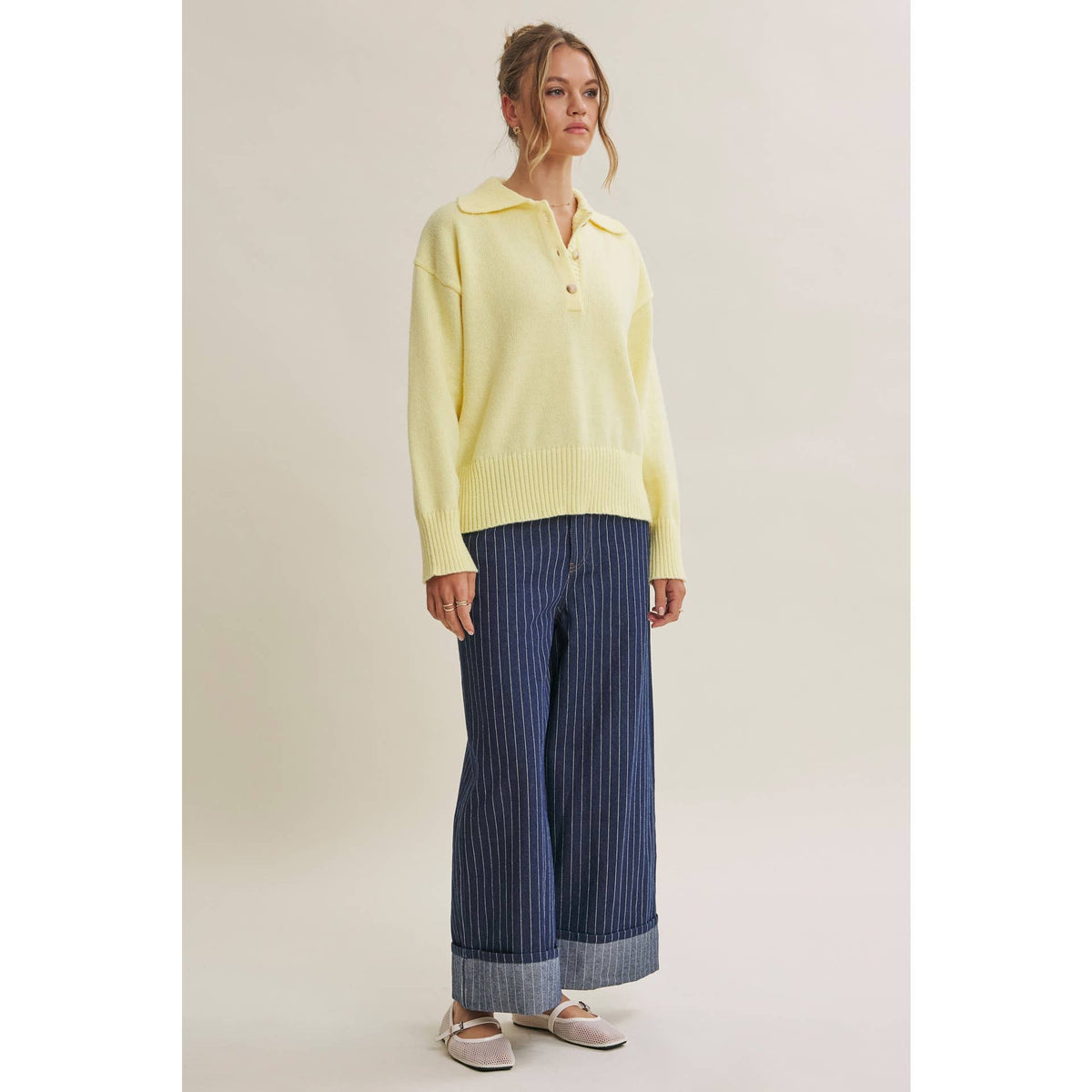 SOFT PASTEL POLO SWEATER