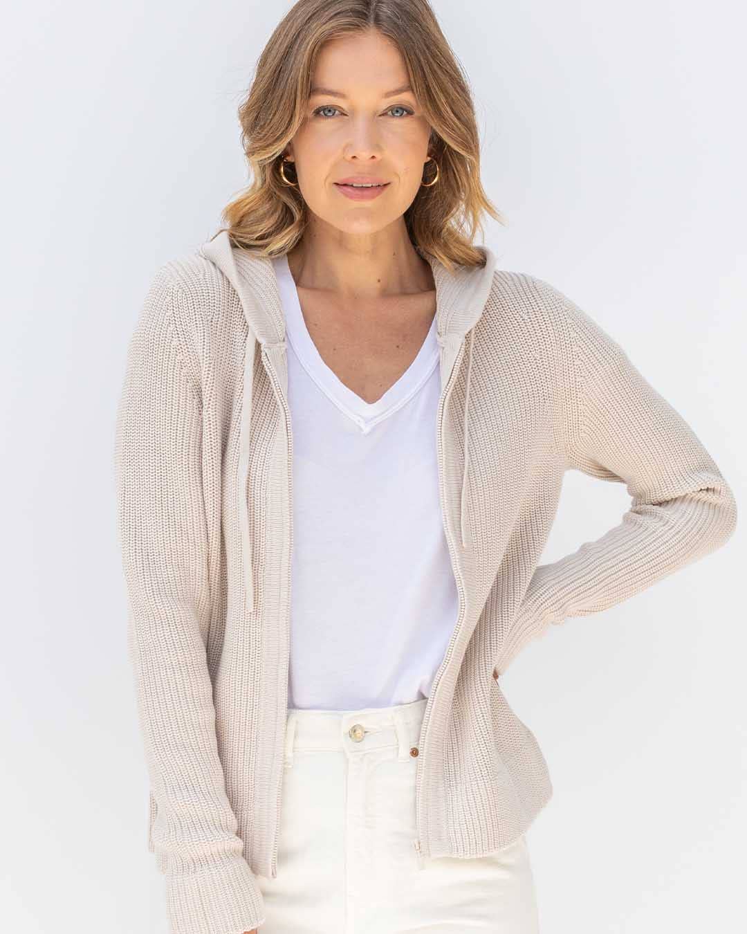 Cotton Fisherman Hoodie Oatmeal