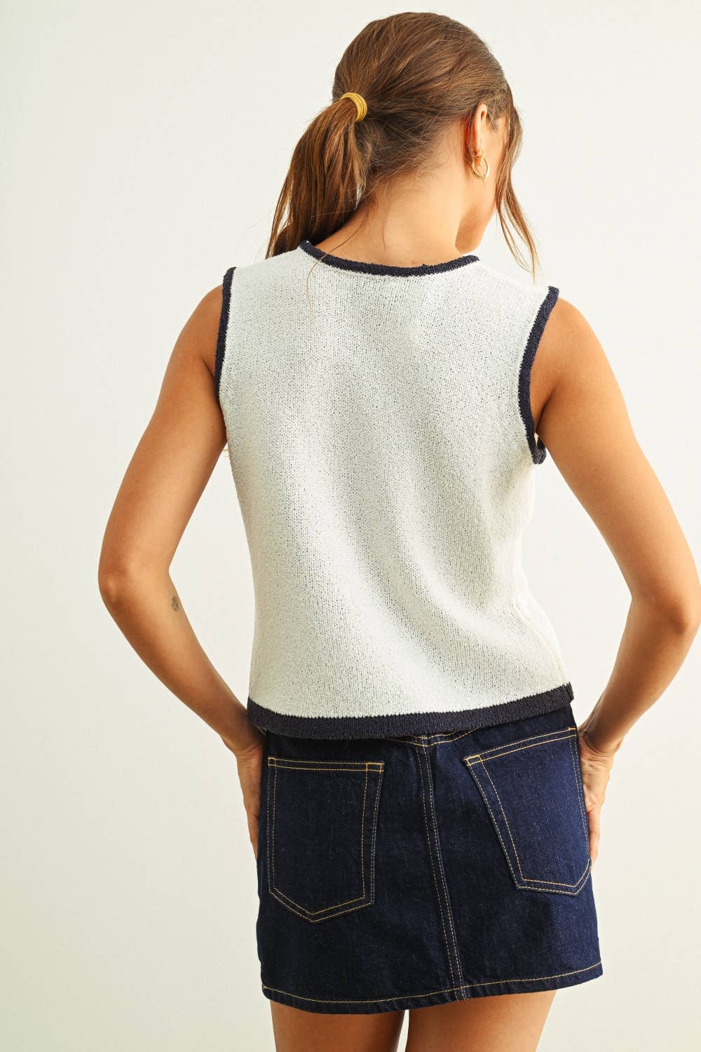 Flag knit sleeveless top