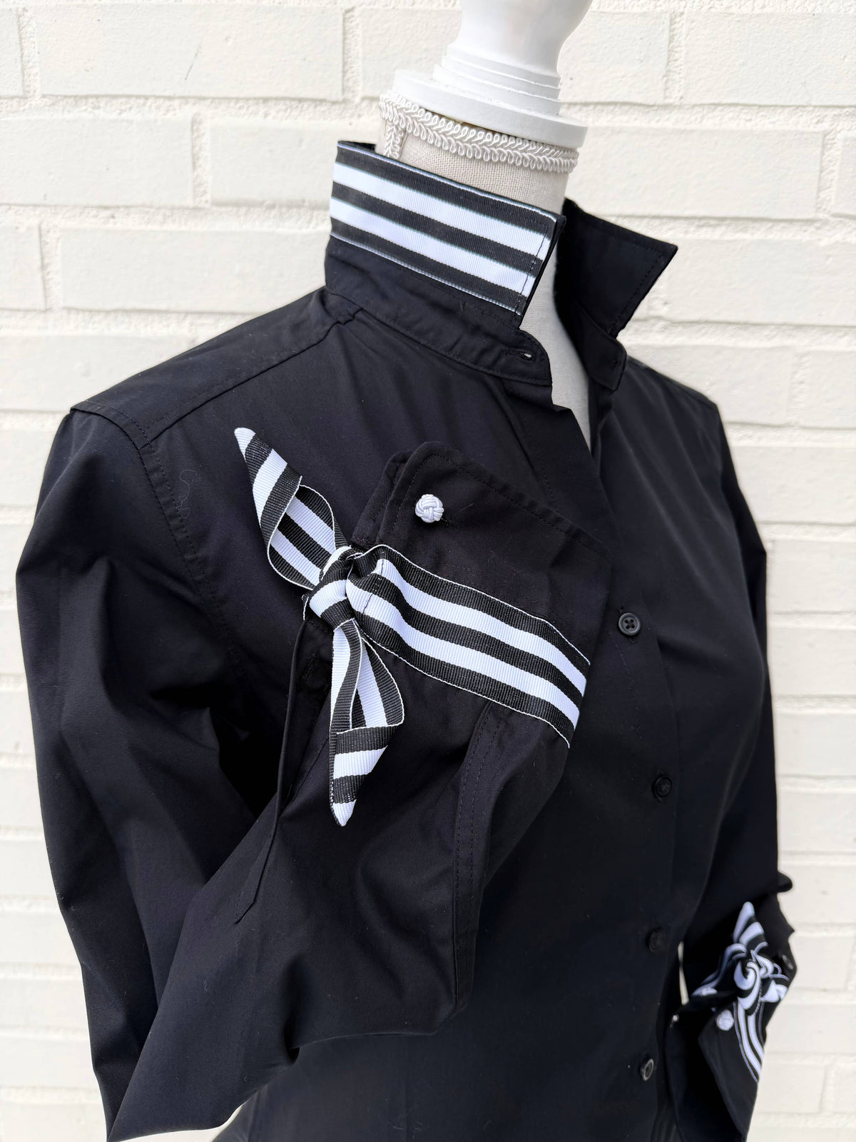 Audrey Ribbon FC - Black w Black & White Stripe Ribbon
