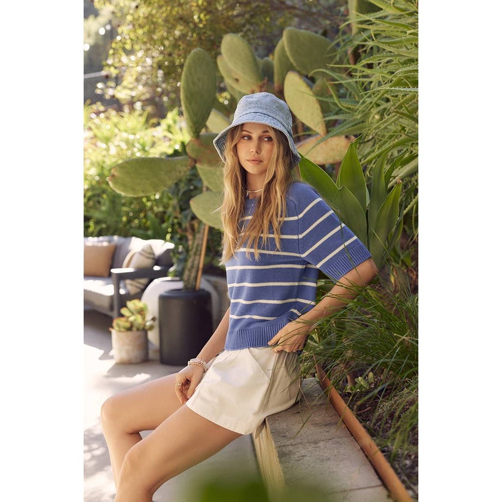 Stripe sweater w/ raglan sleeves