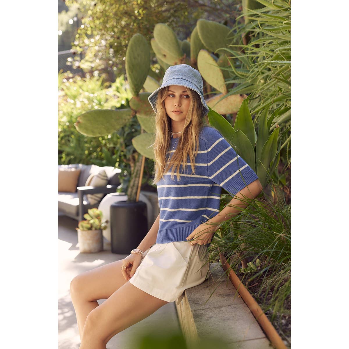 Stripe sweater w/ raglan sleeves