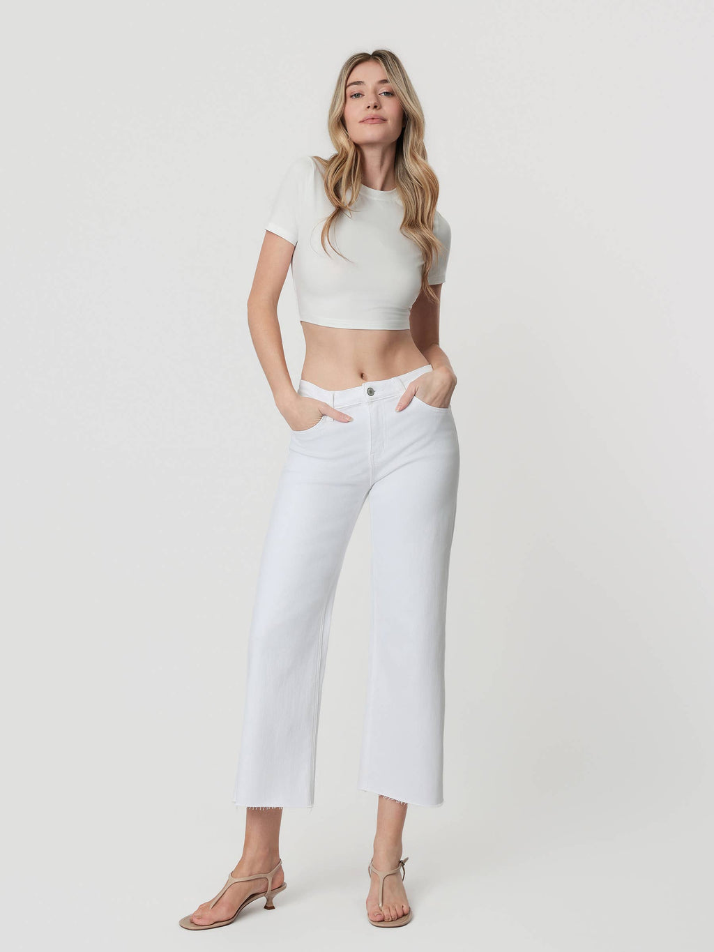 High Rise Cropped Wide Leg Jean