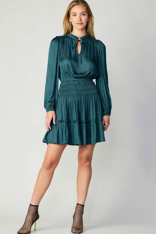 Smocked Teal Mini Dress