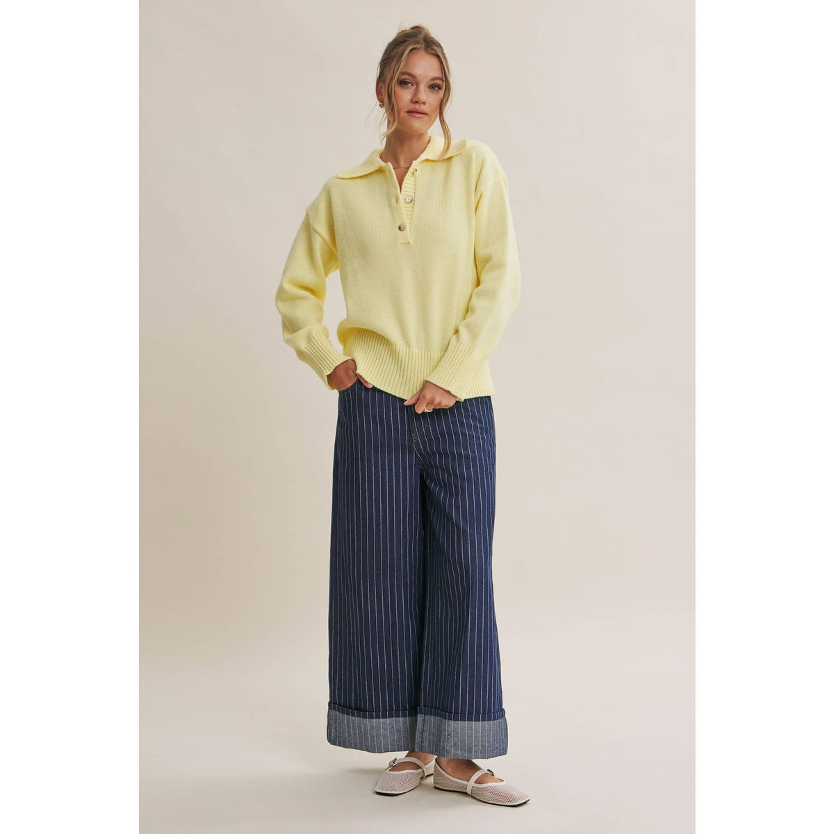 SOFT PASTEL POLO SWEATER