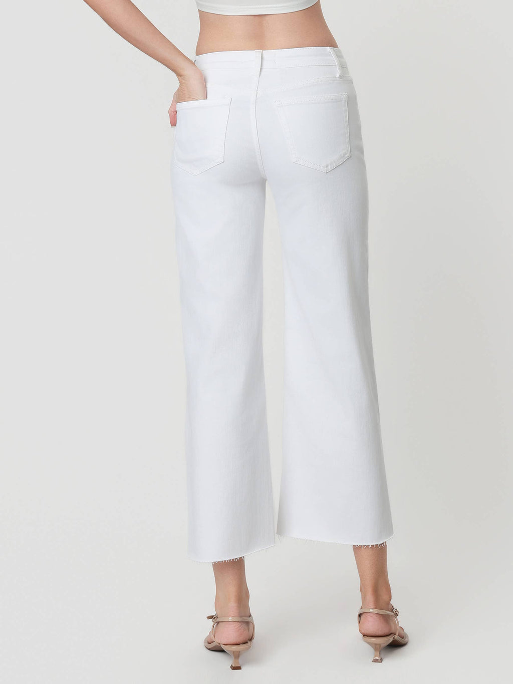 High Rise Cropped Wide Leg Jean