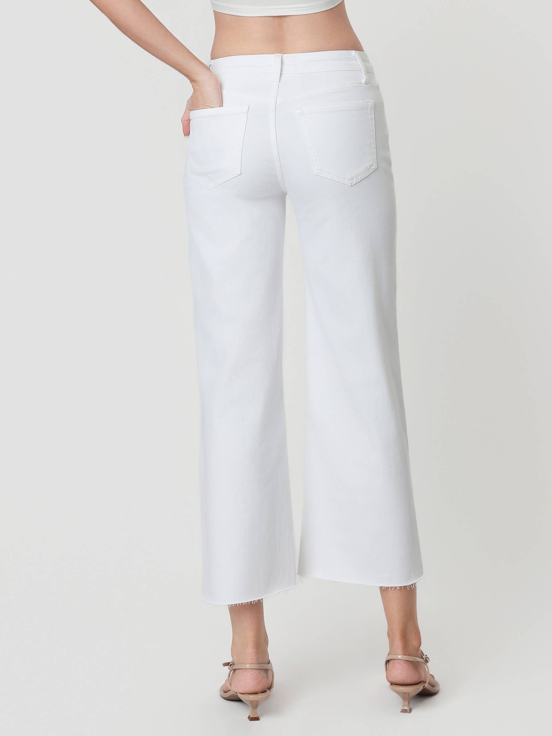 High Rise Cropped Wide Leg Jean