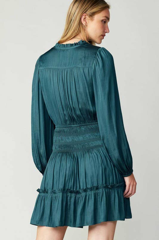 Smocked Teal Mini Dress