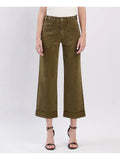 High Rise Tab Cuffed Slim Wide Jeans