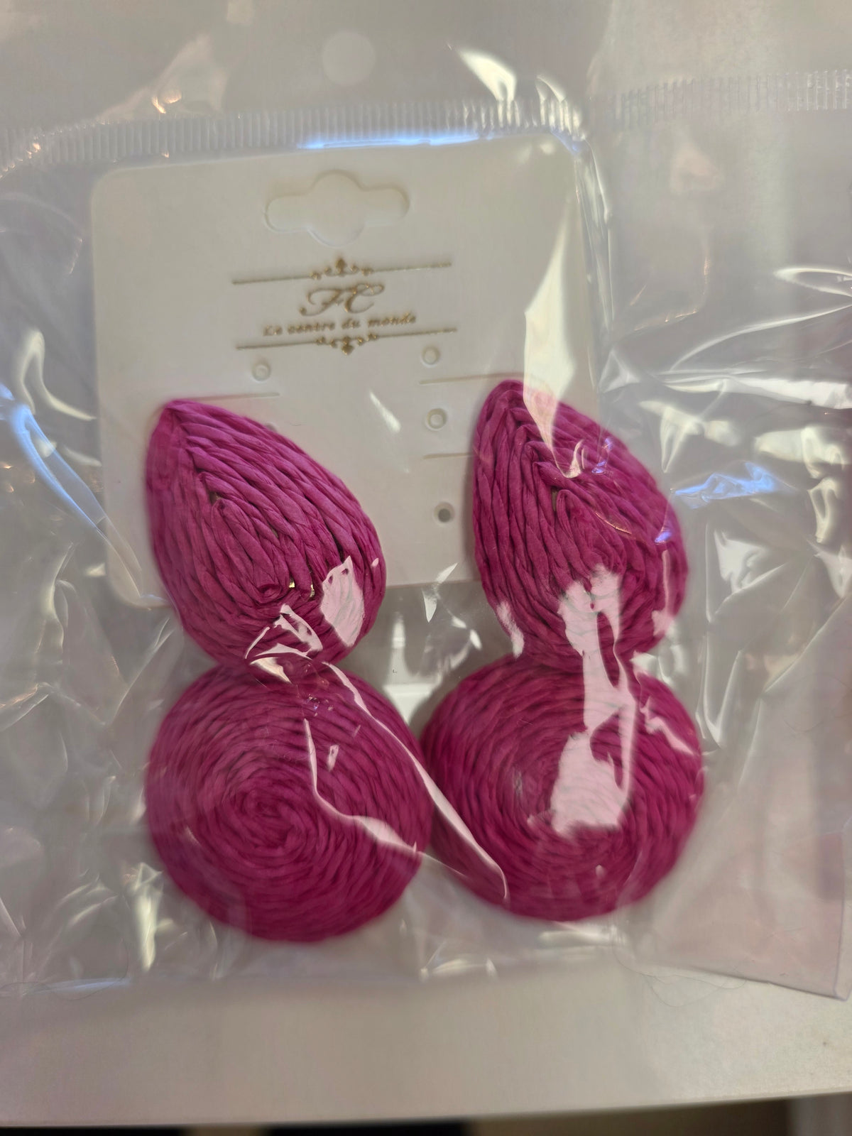 Pink wicker earrings