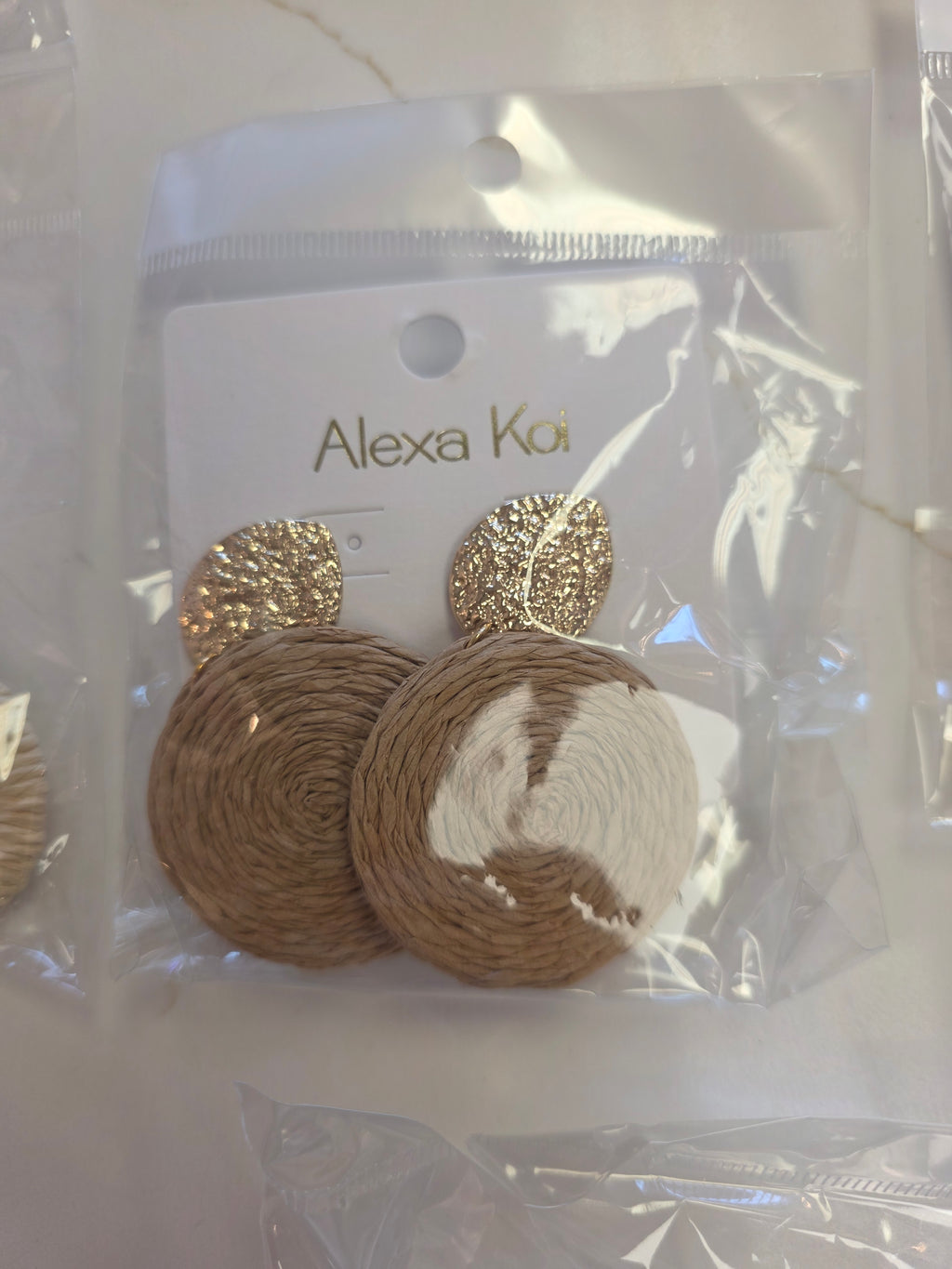 Round Disc Wicker earrings