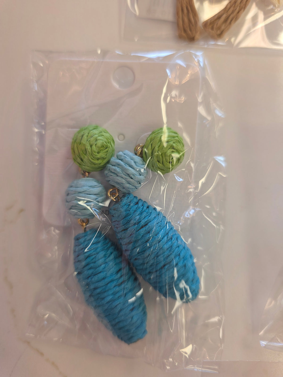 Blue, green wicker Earrings