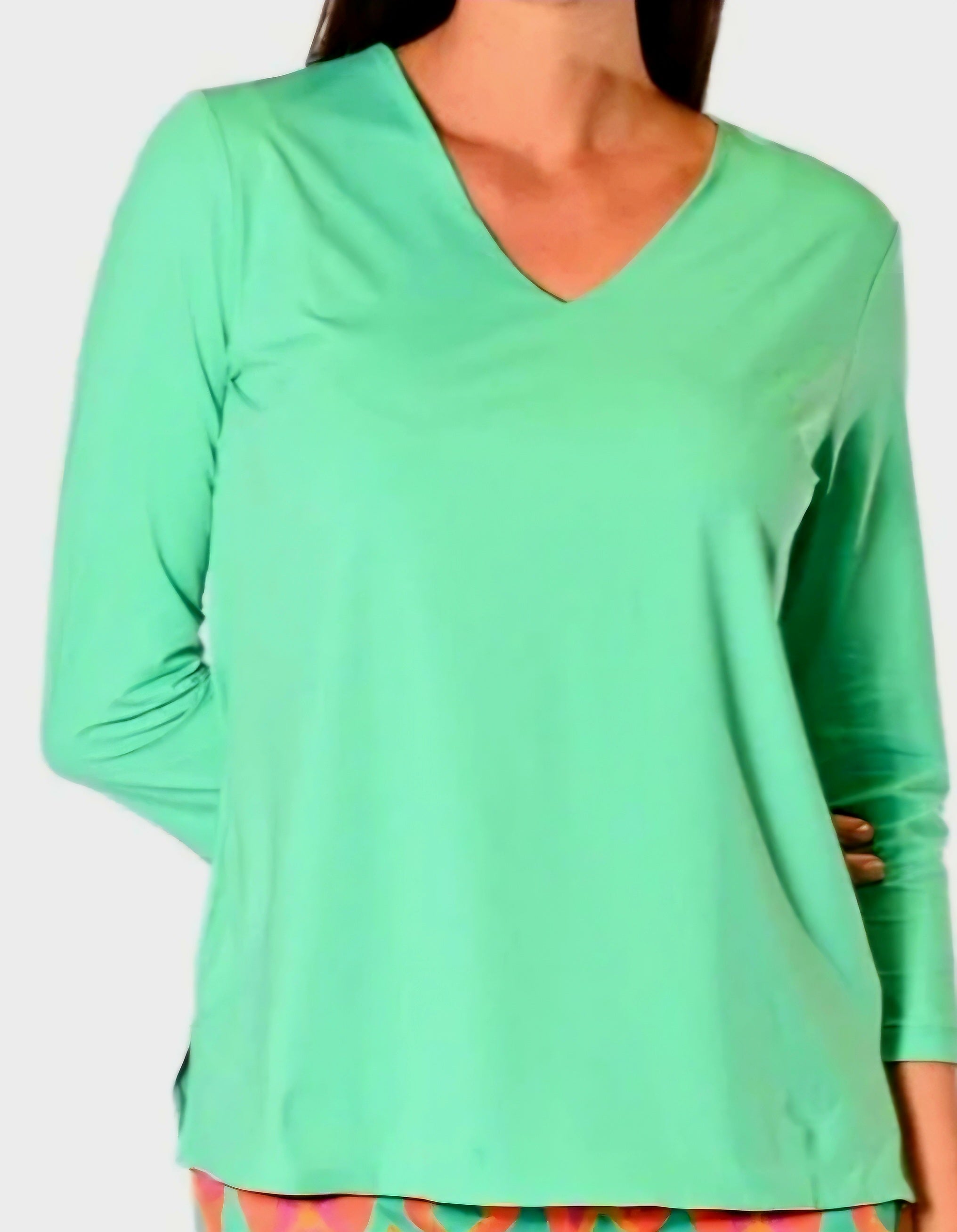 V-Neck Top with 3/4 Sleeves