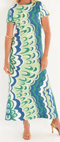 Scallop Sleeve Malabar Marble Limeade maxi dress