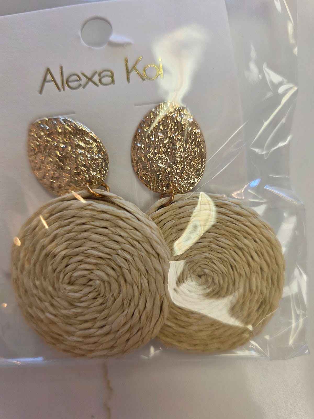 Round Disc Wicker earrings