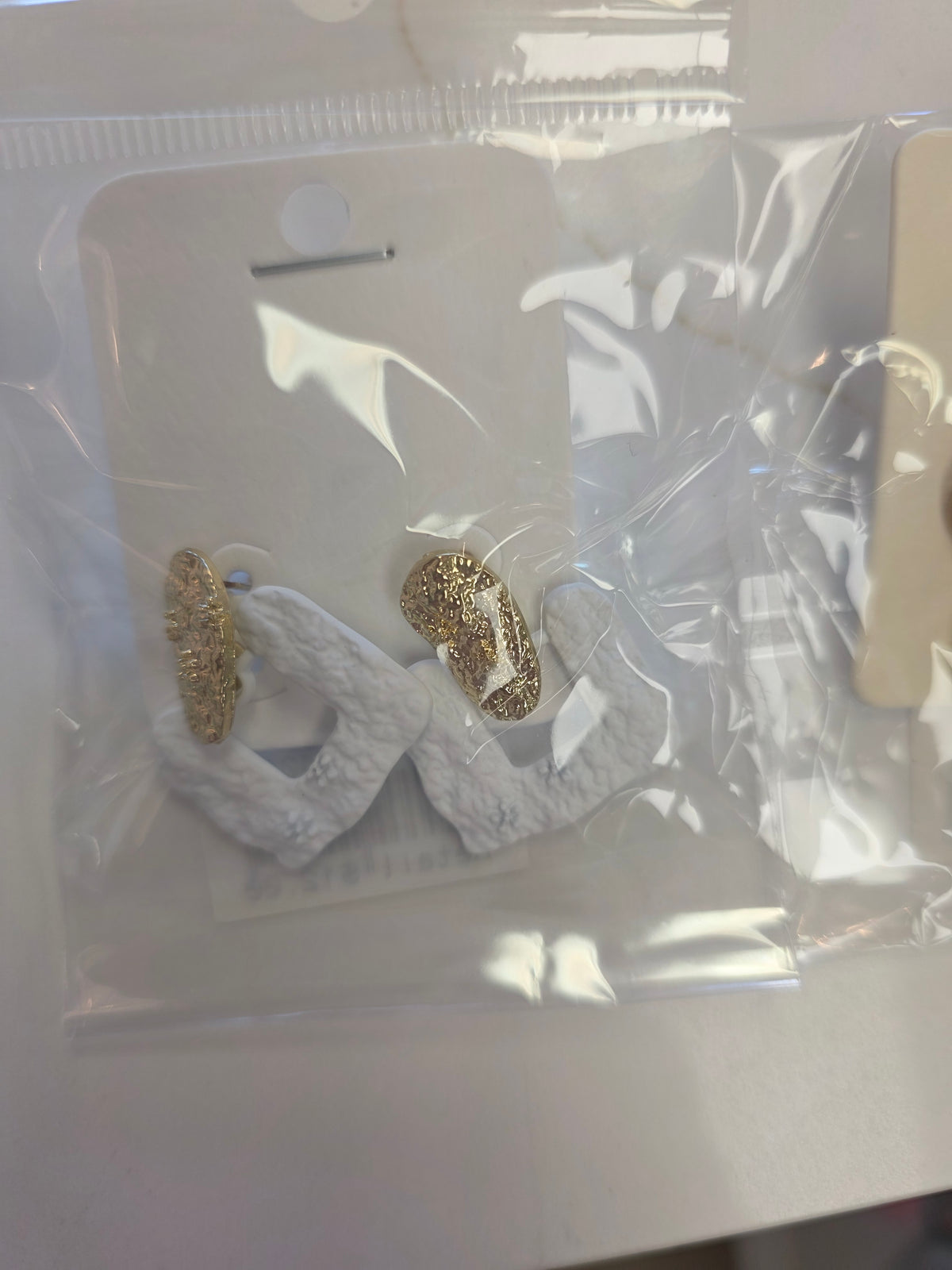 White with gold Earrings