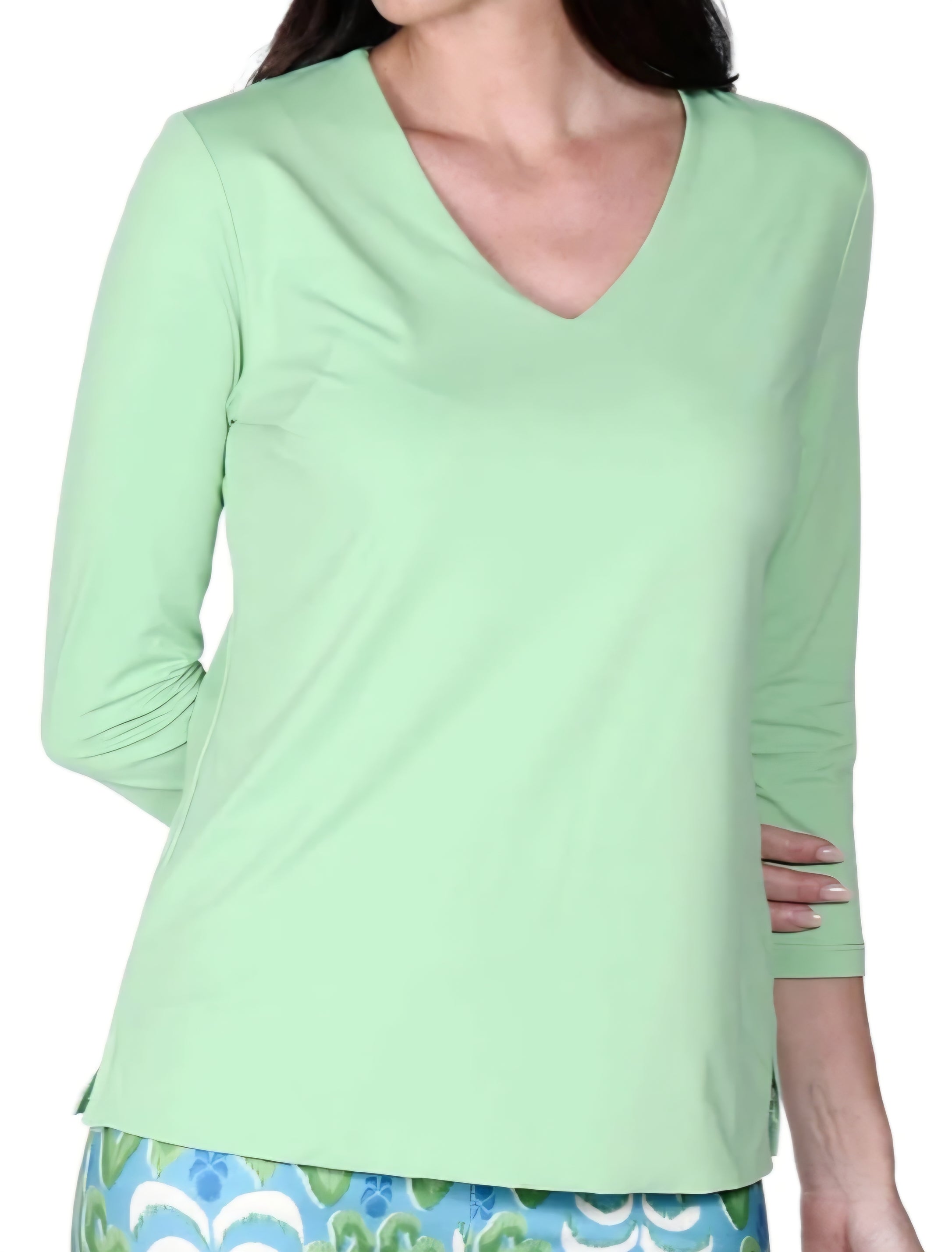 V-Neck Top with 3/4 Sleeves