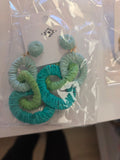 Aqua, green wicker Earrings