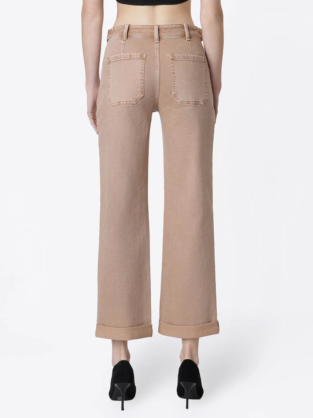 High Rise Tab Cuffed Jeans